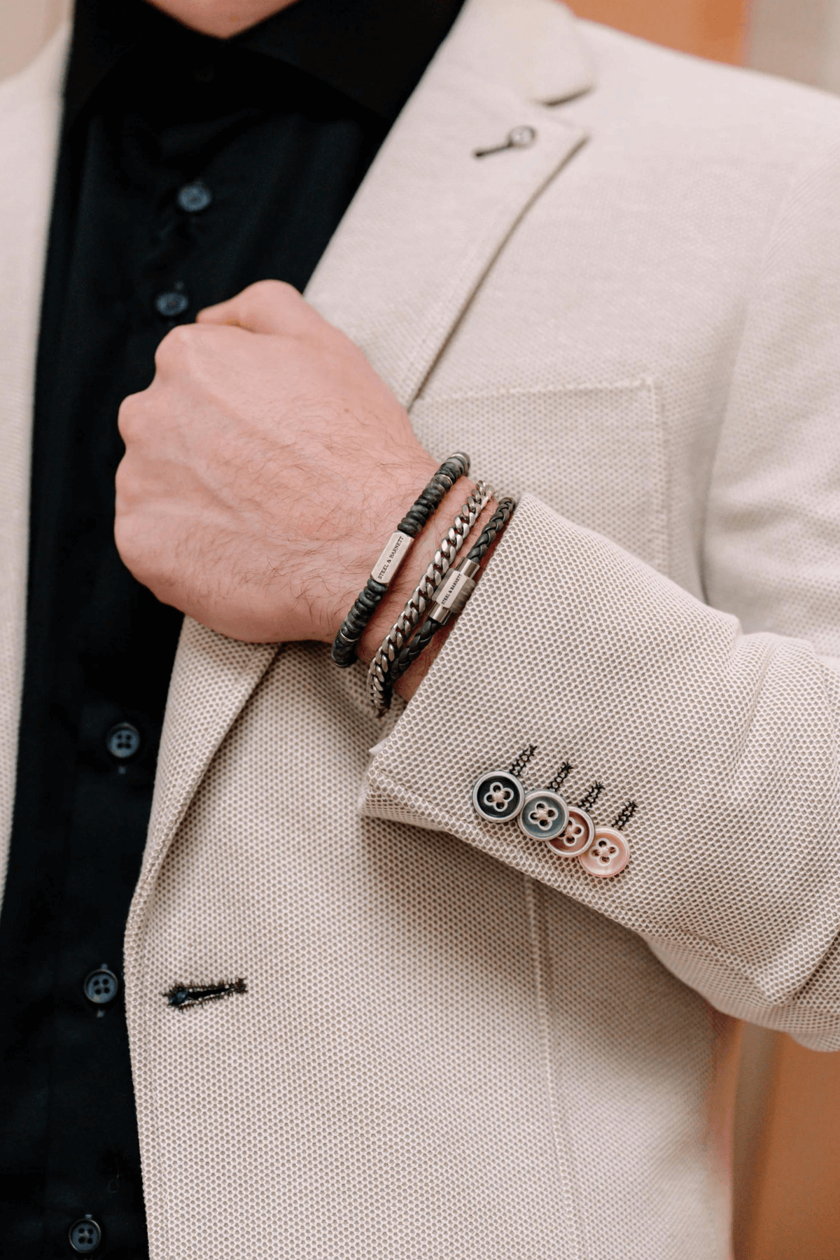 Nice mens bracelet. Formal Men's leather bracelet. Steel & Barnett men’s jewelry. Steel & Barnett bracelets for men. Steel & Barnett men’s bracelets. Steel & Barnett leather bracelets. Steel & Barnett stone bracelet. Steel & Barnett Gold Luke Landon Leather Bracelet. Steel & Barnett Silver Derby Leather Bracelet. Steel & Barnett Stones Colourful Bracelet. Steel & Barnett Silver Riley Leather Bracelet. Elegant men’s jewelry. Simple men’s jewelry. Well made men’s jewelry. Classic jewelry for men.