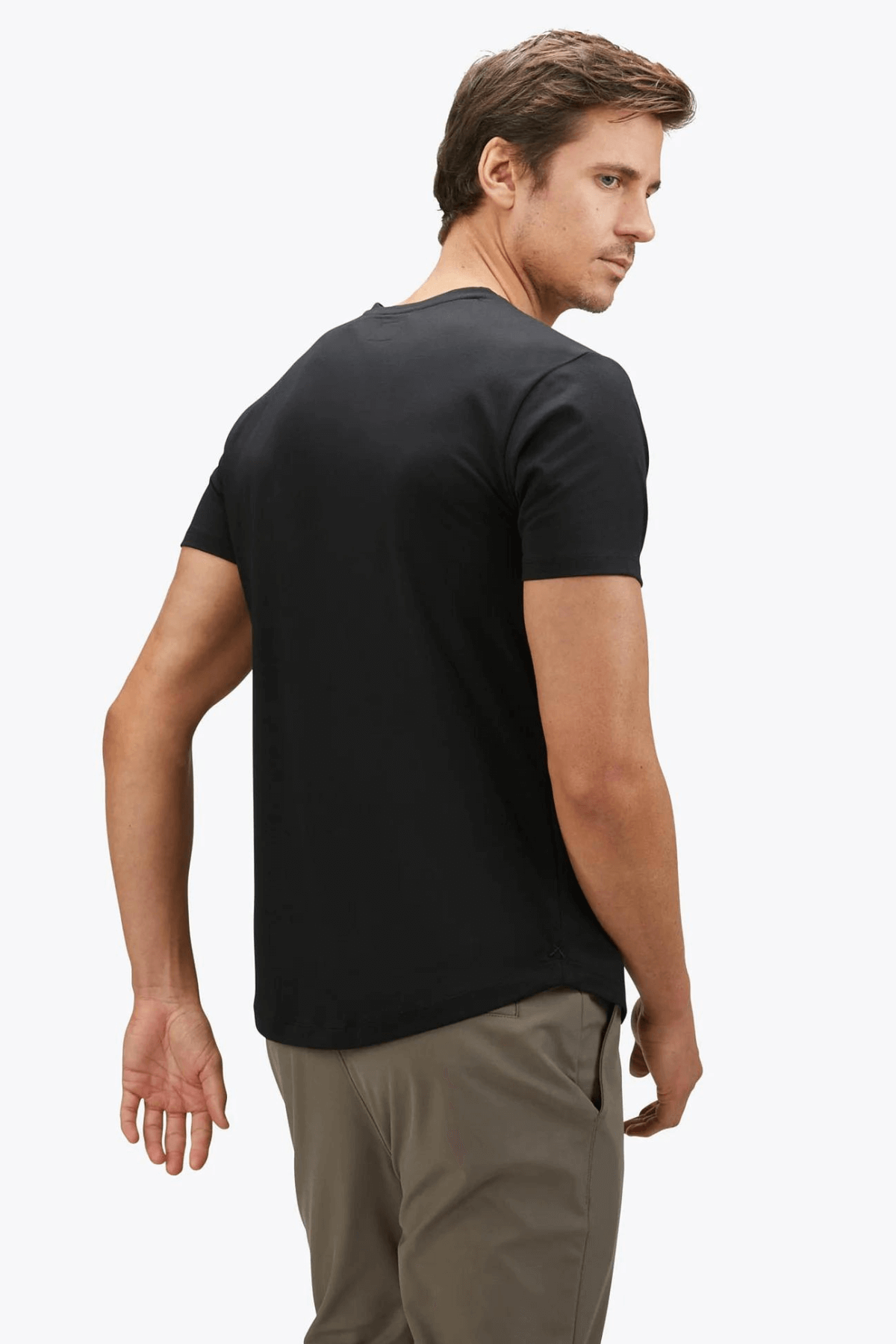 Cuts AO V Neck Curve Hem Tee Black