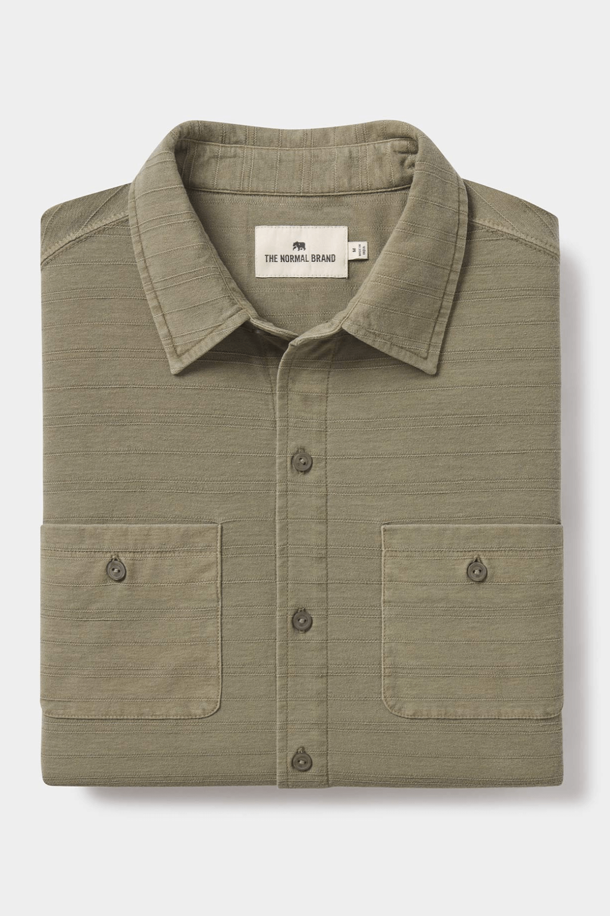 The Normal Brand Sequoia Jacquard LS Buttondown Moss