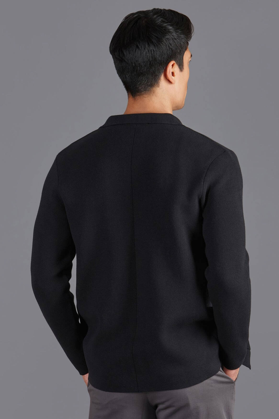 mens black knitted blazer