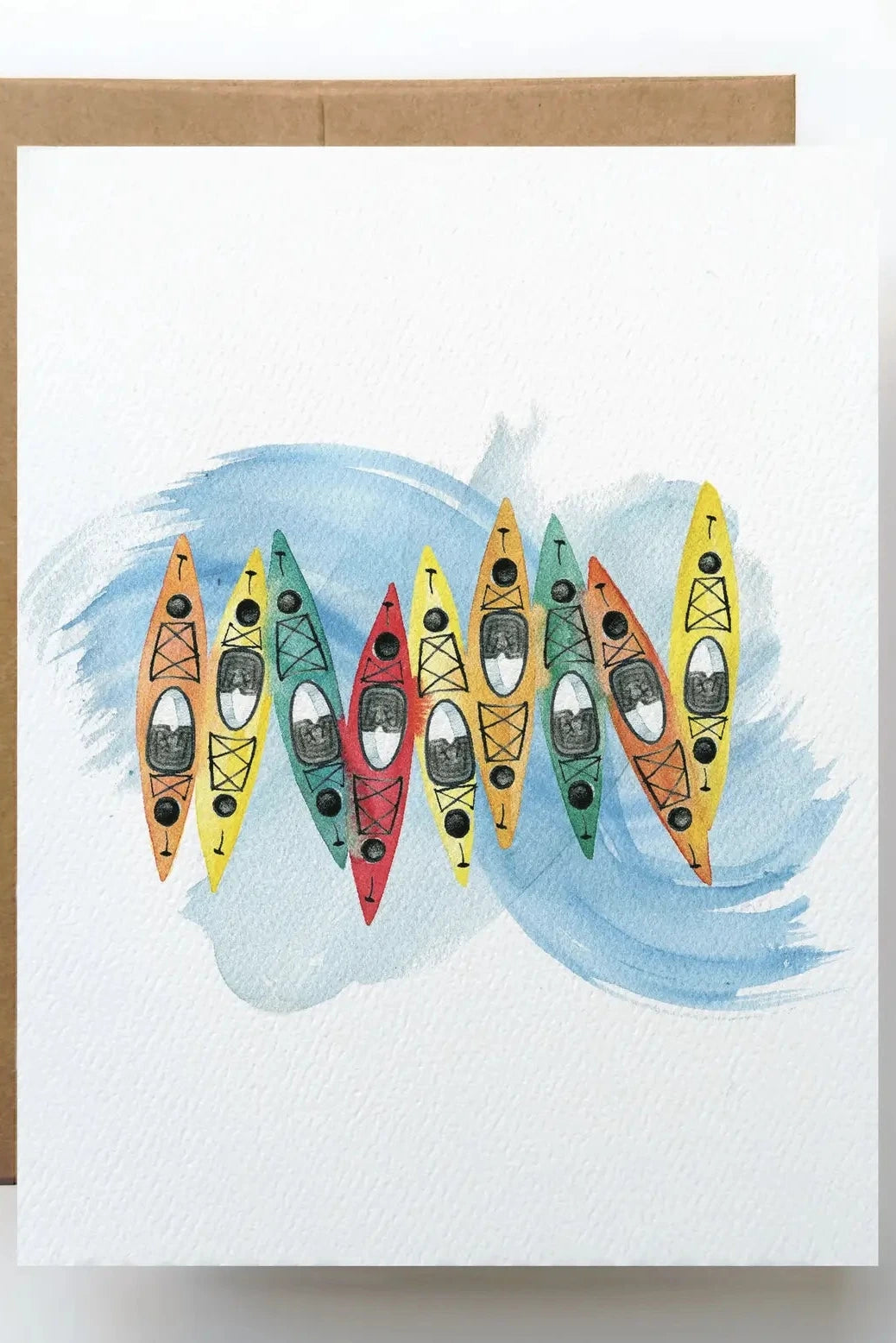 Watercolor Wednesday vibrant kayak adventures card