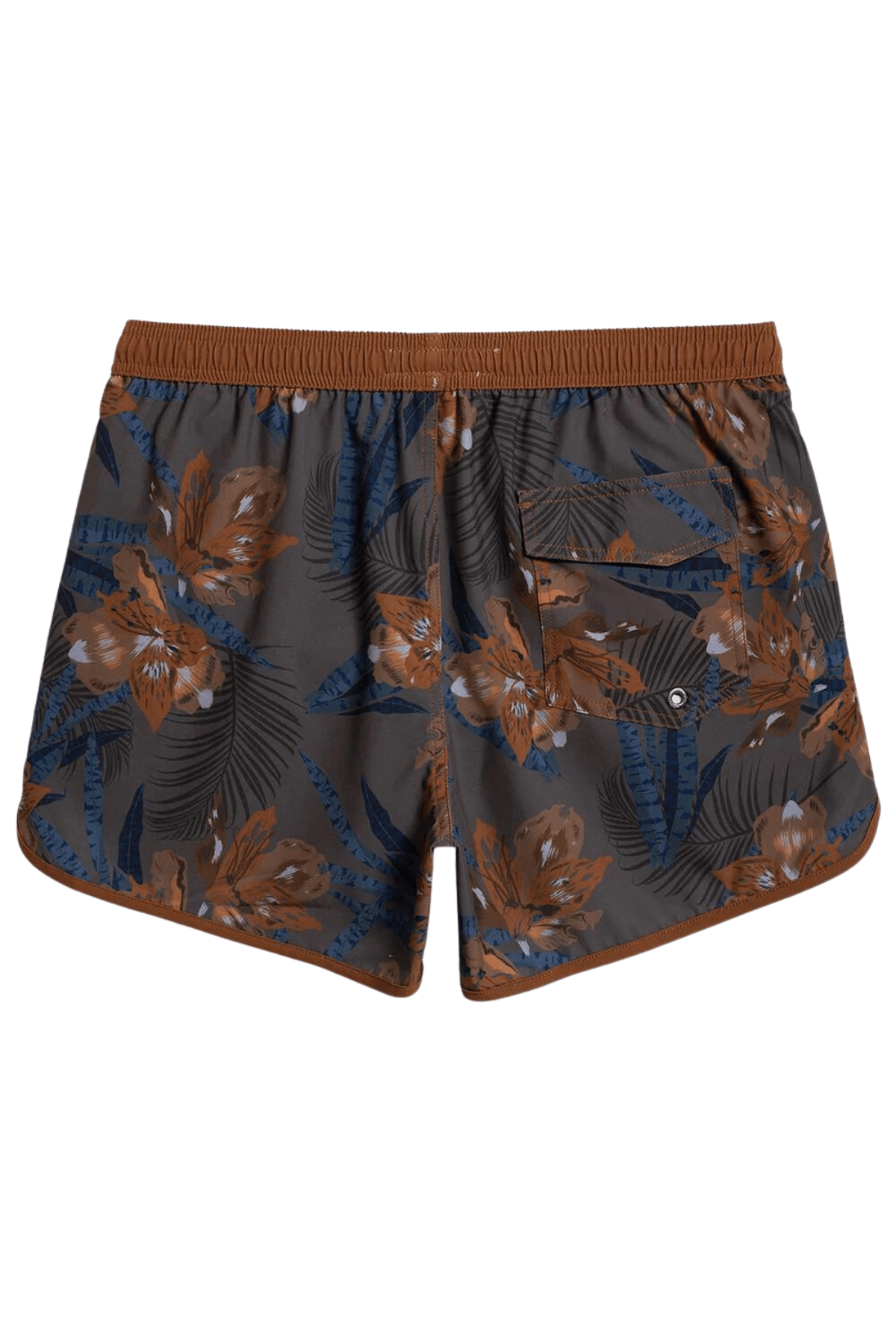 Mens Brown Floral Swim Trunks