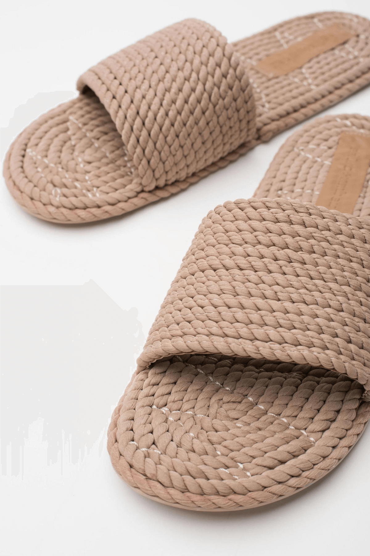 Salt and Umber Sunny Woven Sandal Slide Natural