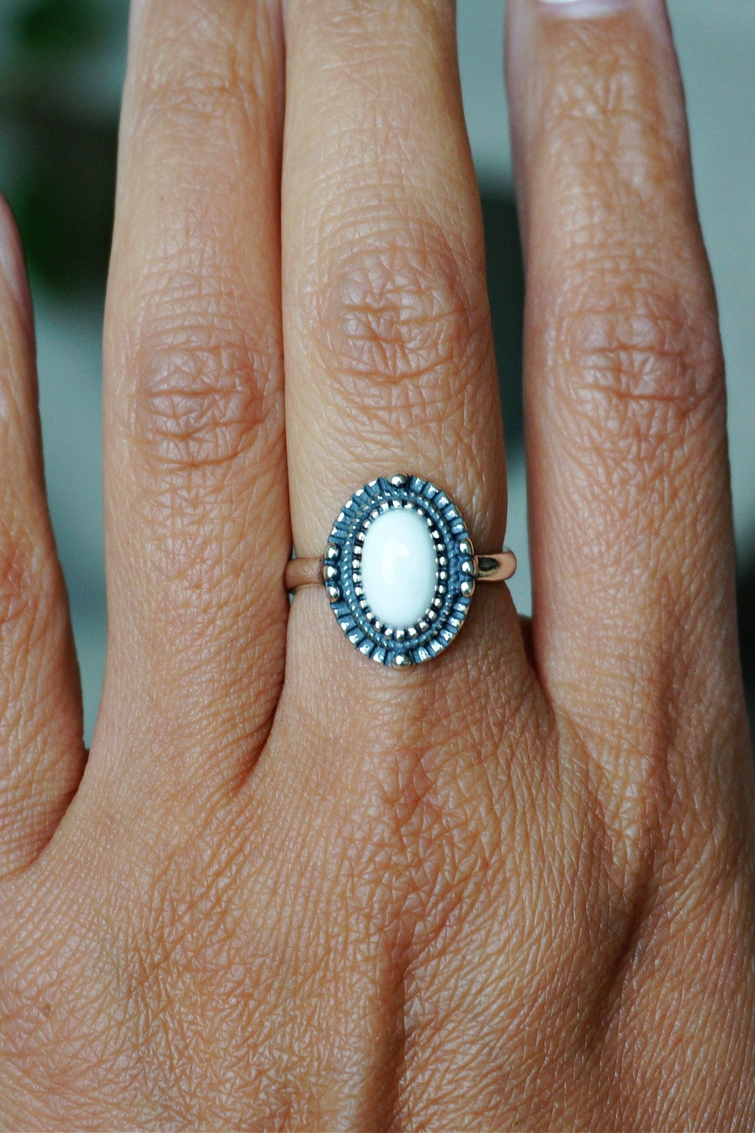 white agate ring