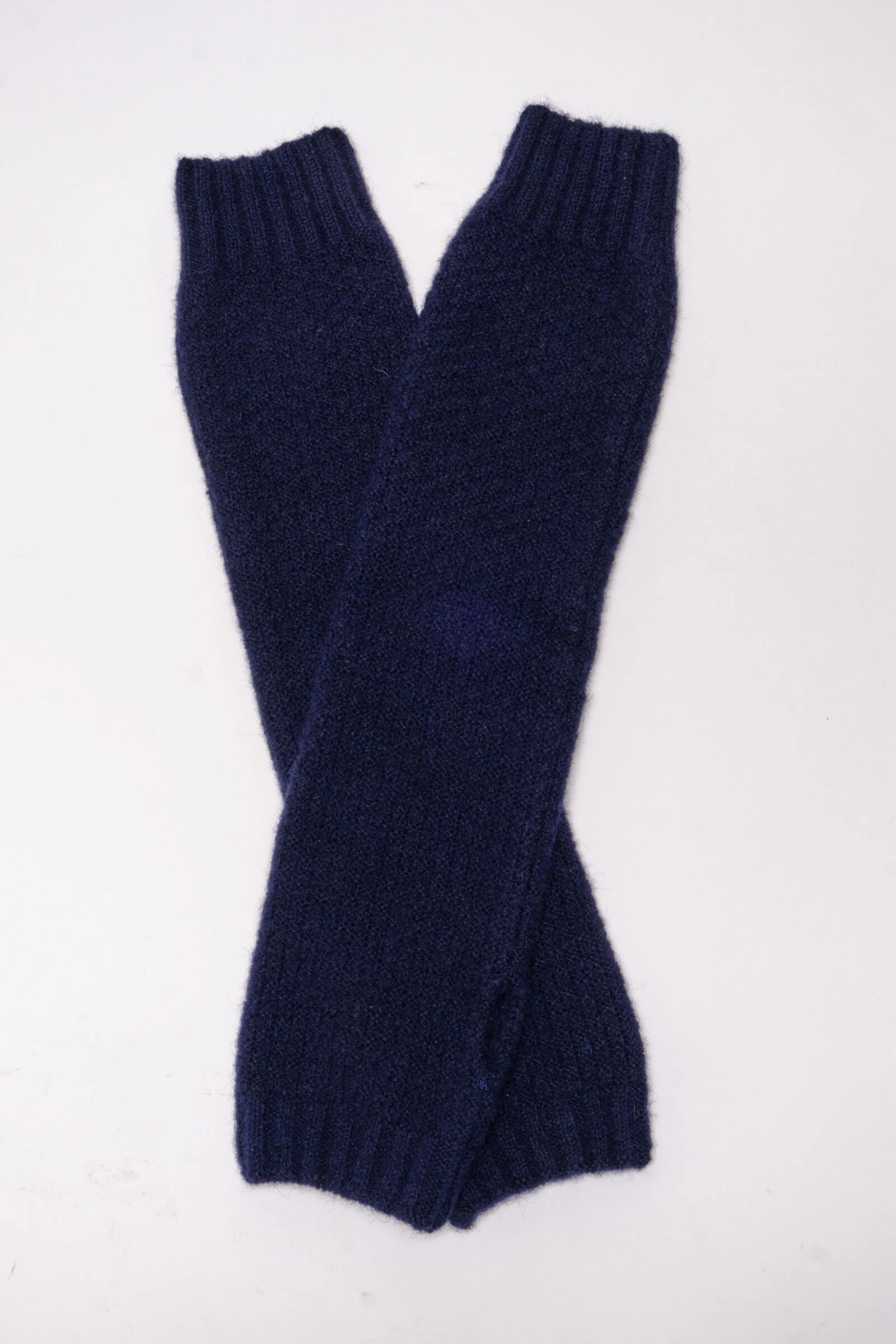 navy knit armwarmers