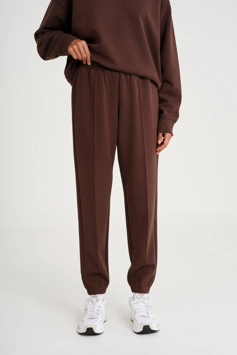 ALLFENIX Soft Luxury Cuffed Track Pant in espresso