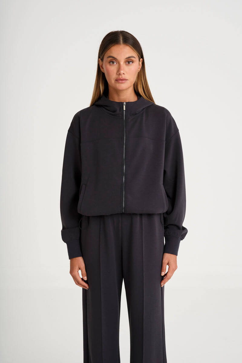 ALLFENIX Soft Luxury Full Zip Hoodie in charcoal