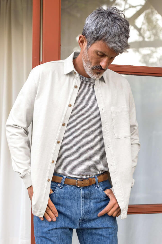 Alex Crane Caza Knit Shirt in cream