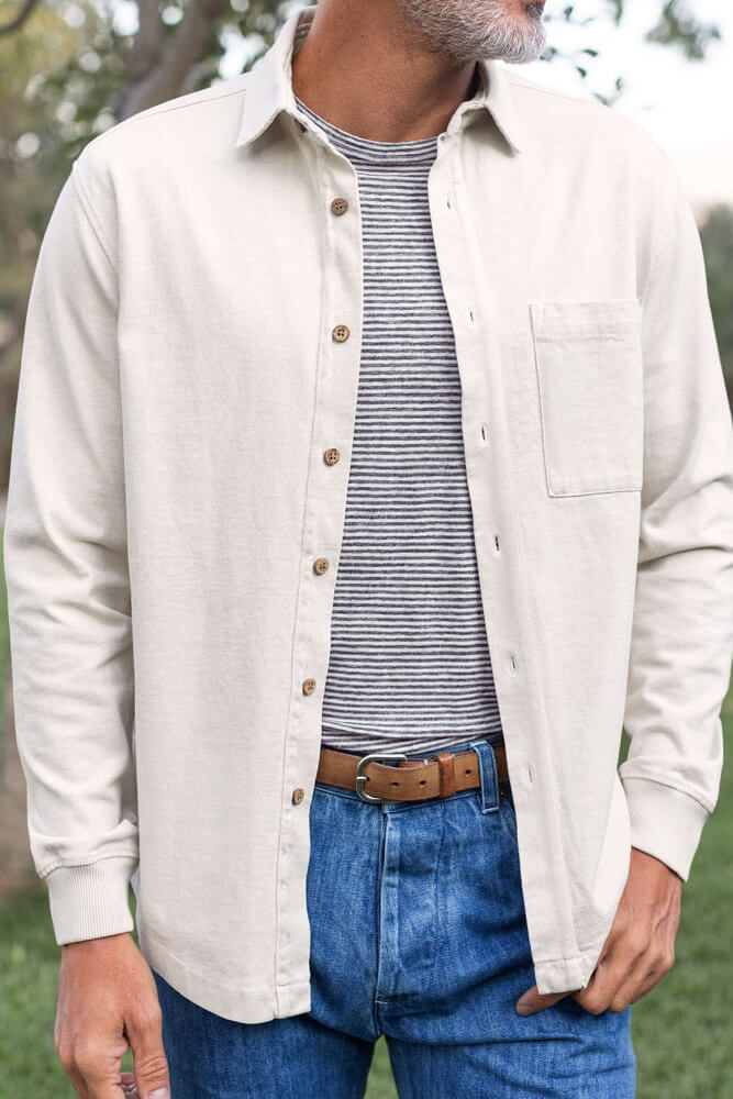 Alex Crane Caza Knit Shirt in cream