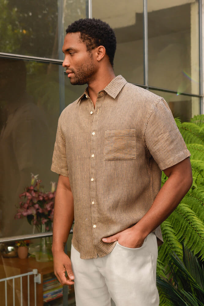 Alex Crane ola shirt in overdye chai