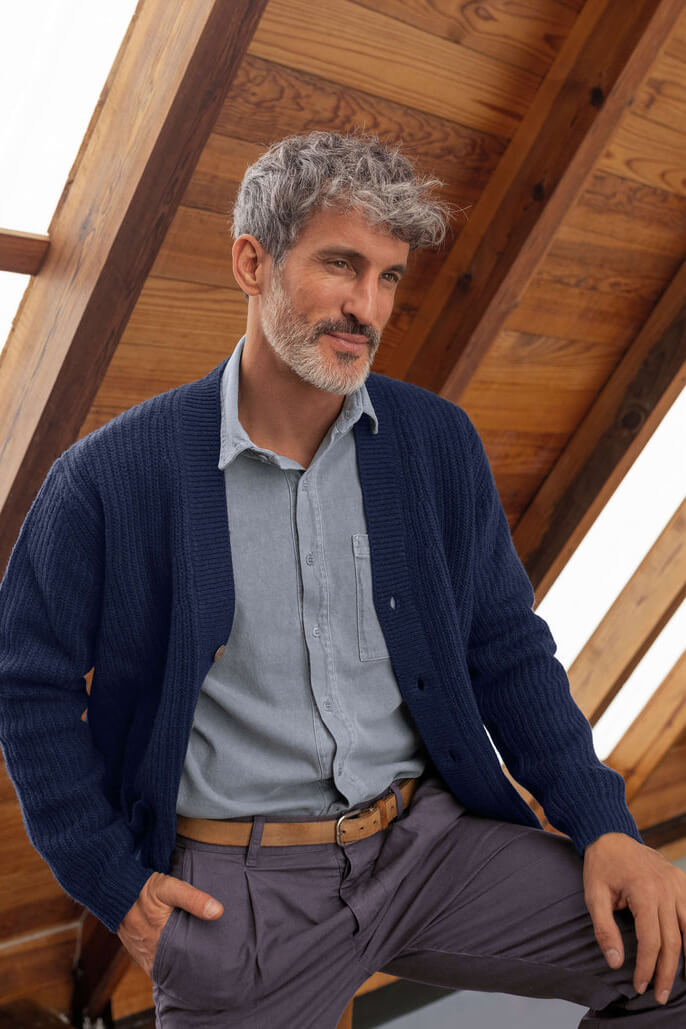 Alex Crane Vale Cardigan in indigo