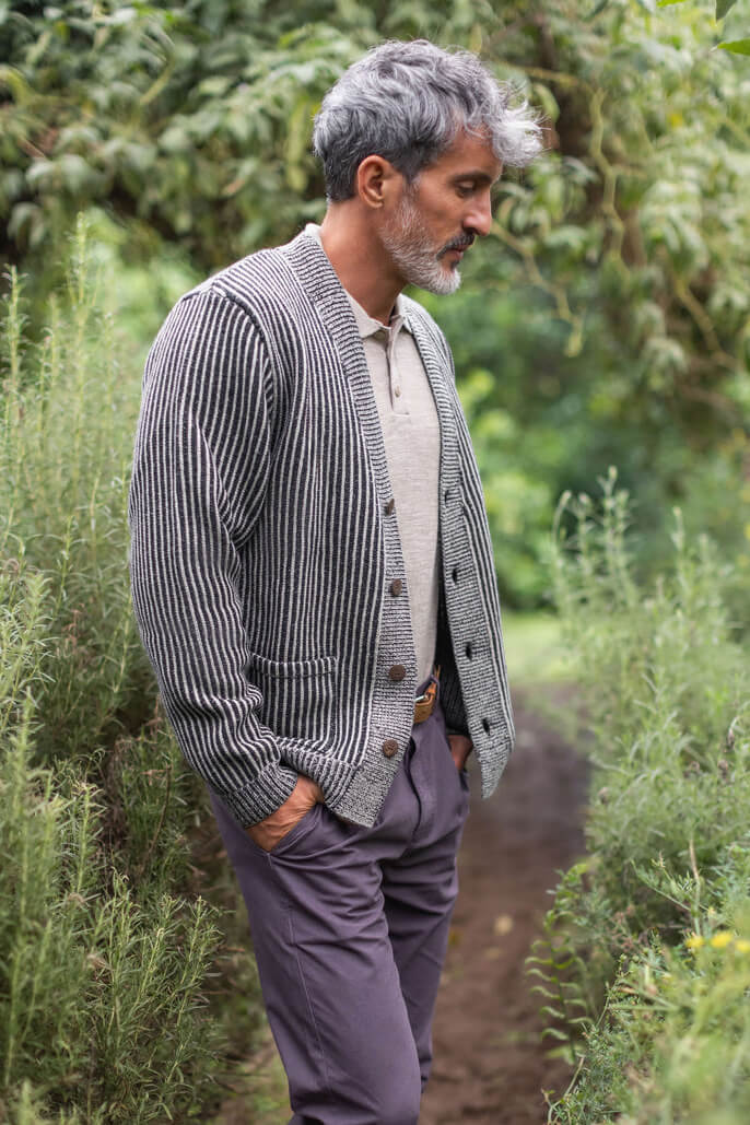 Alex Crane Vale Cardigan in lines