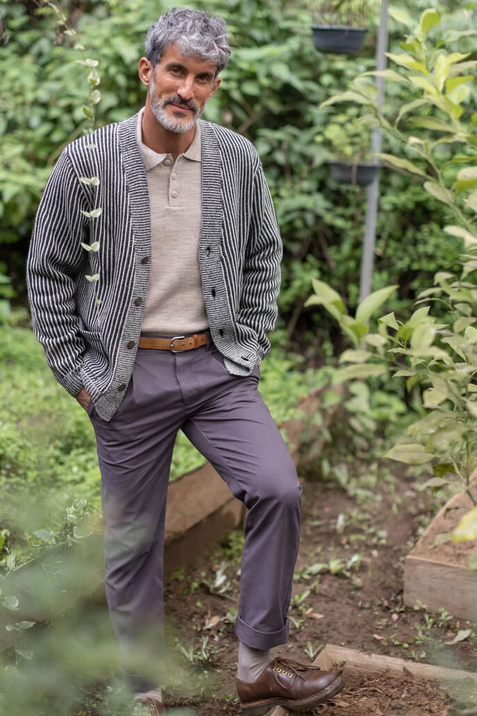 Alex Crane Vale Cardigan in lines