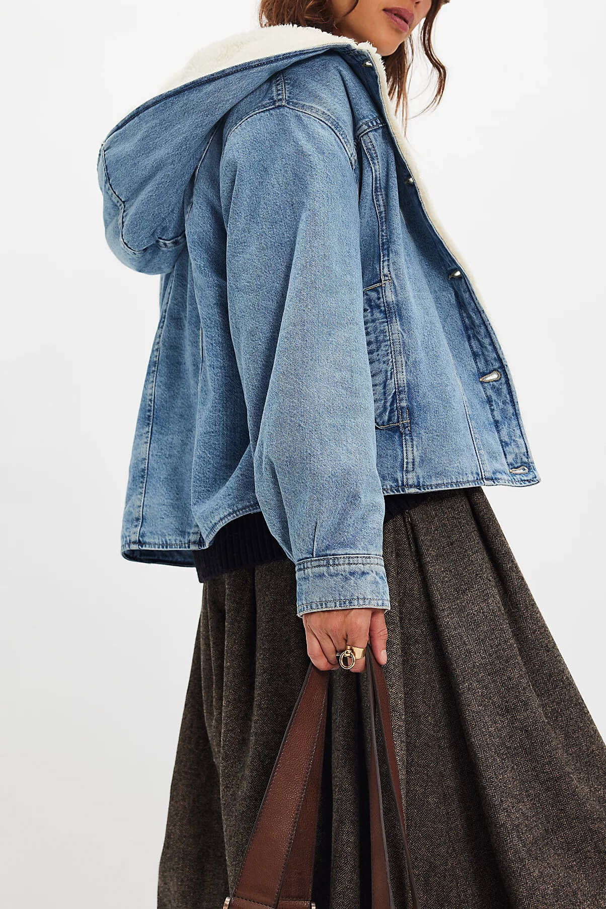Free People Asher Cozy Denim jacket in snowdrift