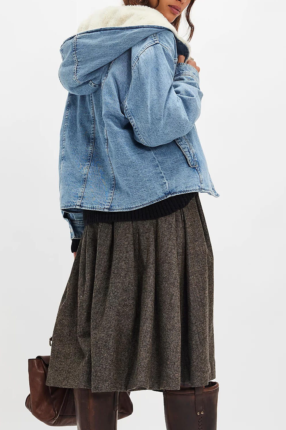 Free People Asher Cozy Denim jacket in snowdrift