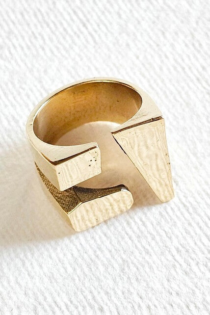 Bisjoux brass chunky cube ring