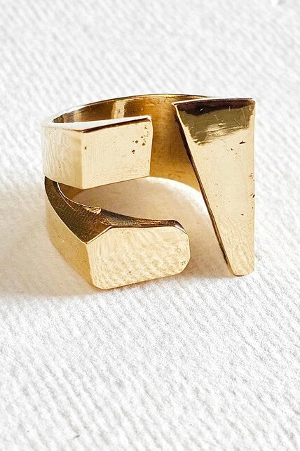 Bisjoux brass chunky cube ring