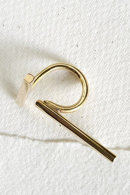 Bisjoux brass bold designer double bar ring