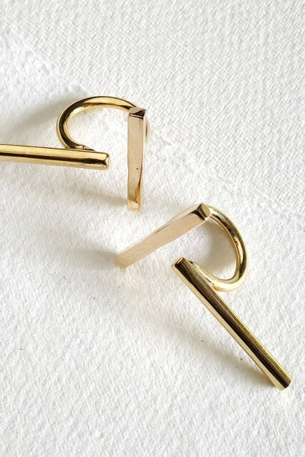 Bisjoux brass bold designer double bar ring