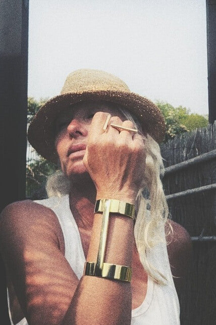 Bisjoux brass bold designer double bar ring