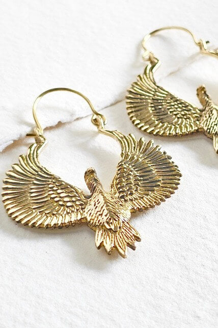 Bisjoux brass eagle earrings