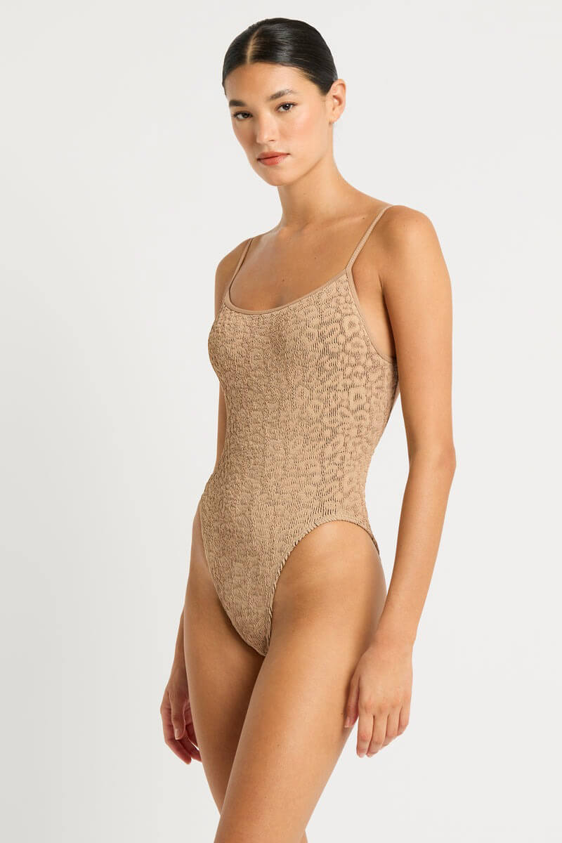 Bond Eye low palace one piece in oat leopard