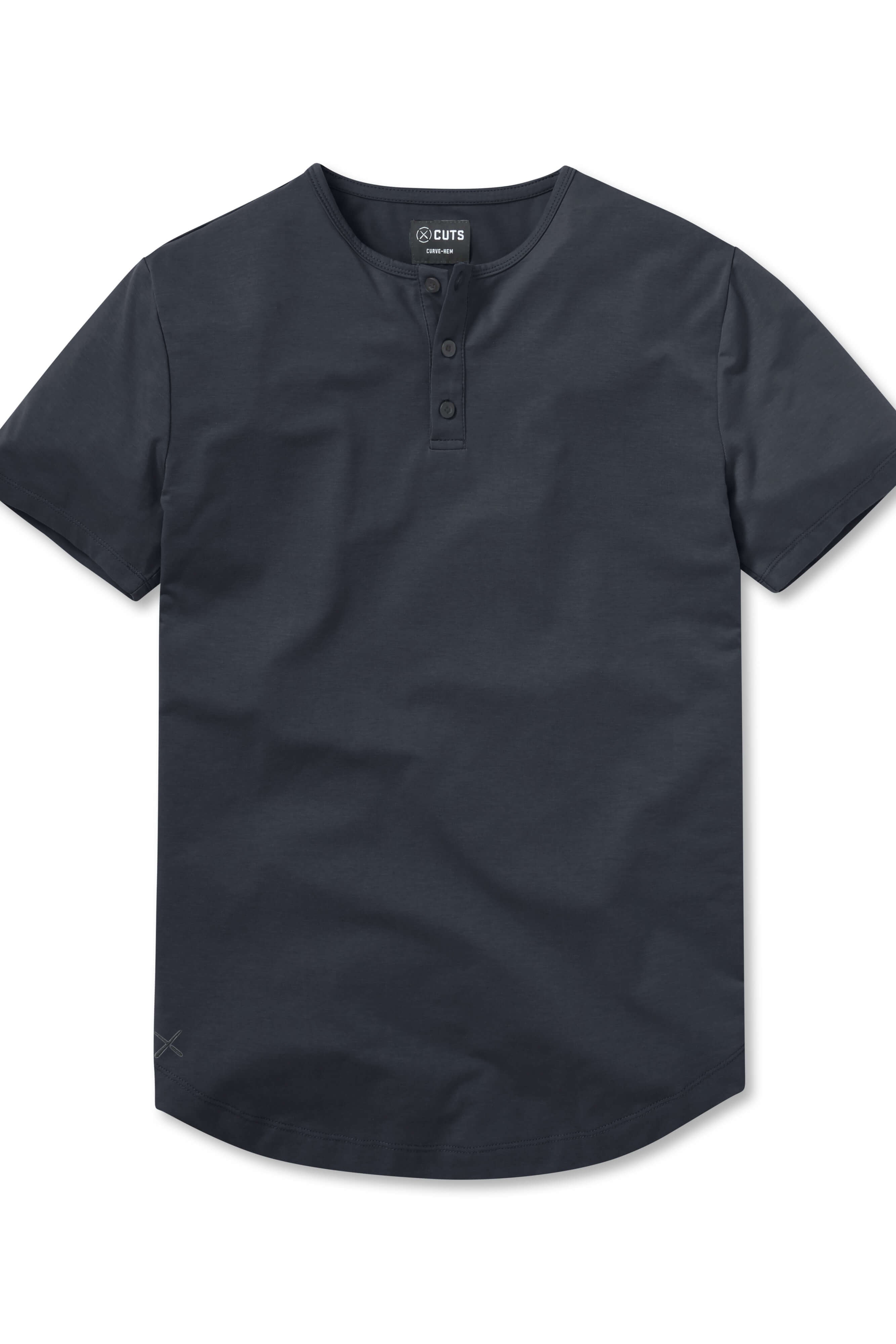 Cuts AO Henley curve hem in marine navy