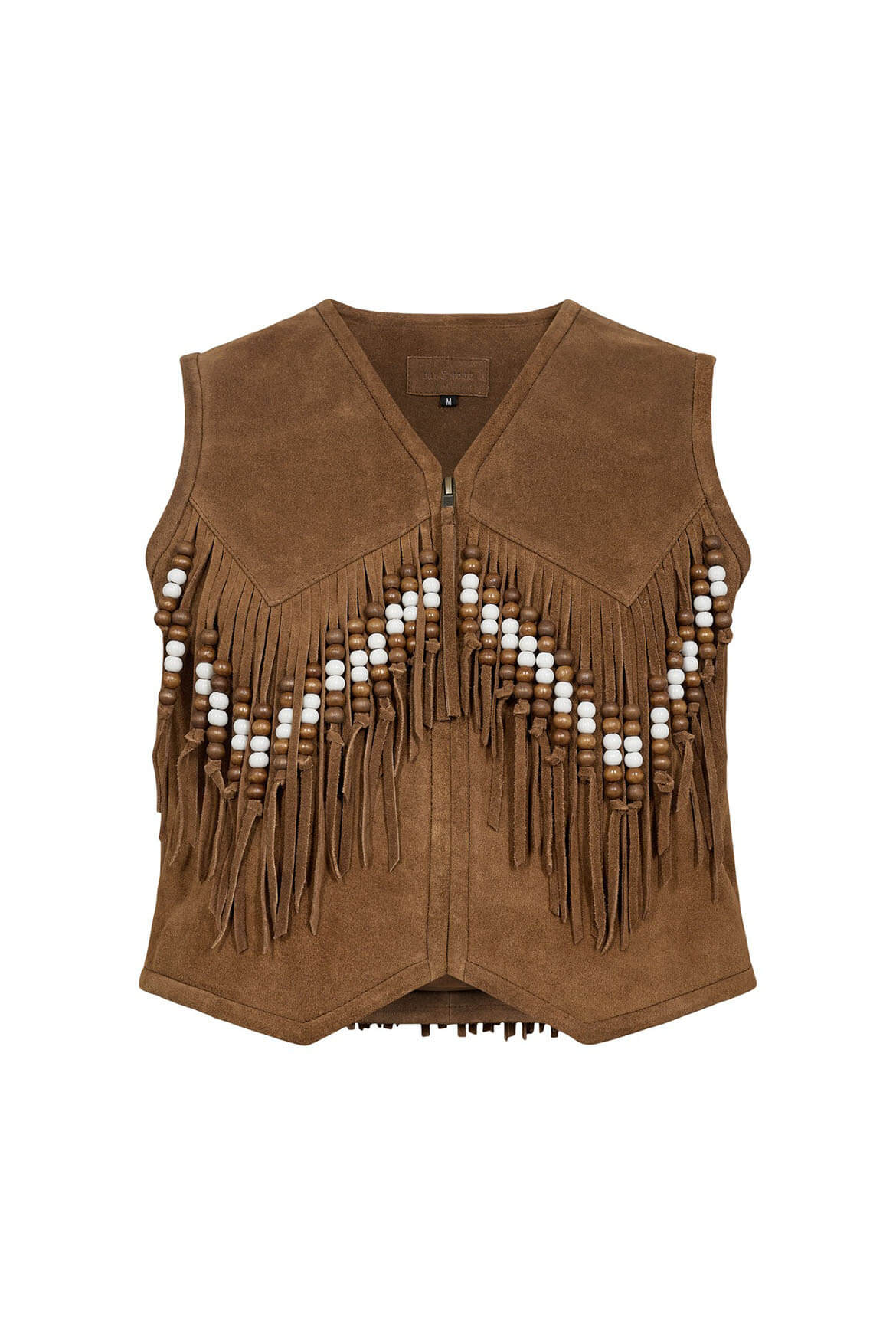 Day and Mood DayFilja pearl fringe vest in saddle