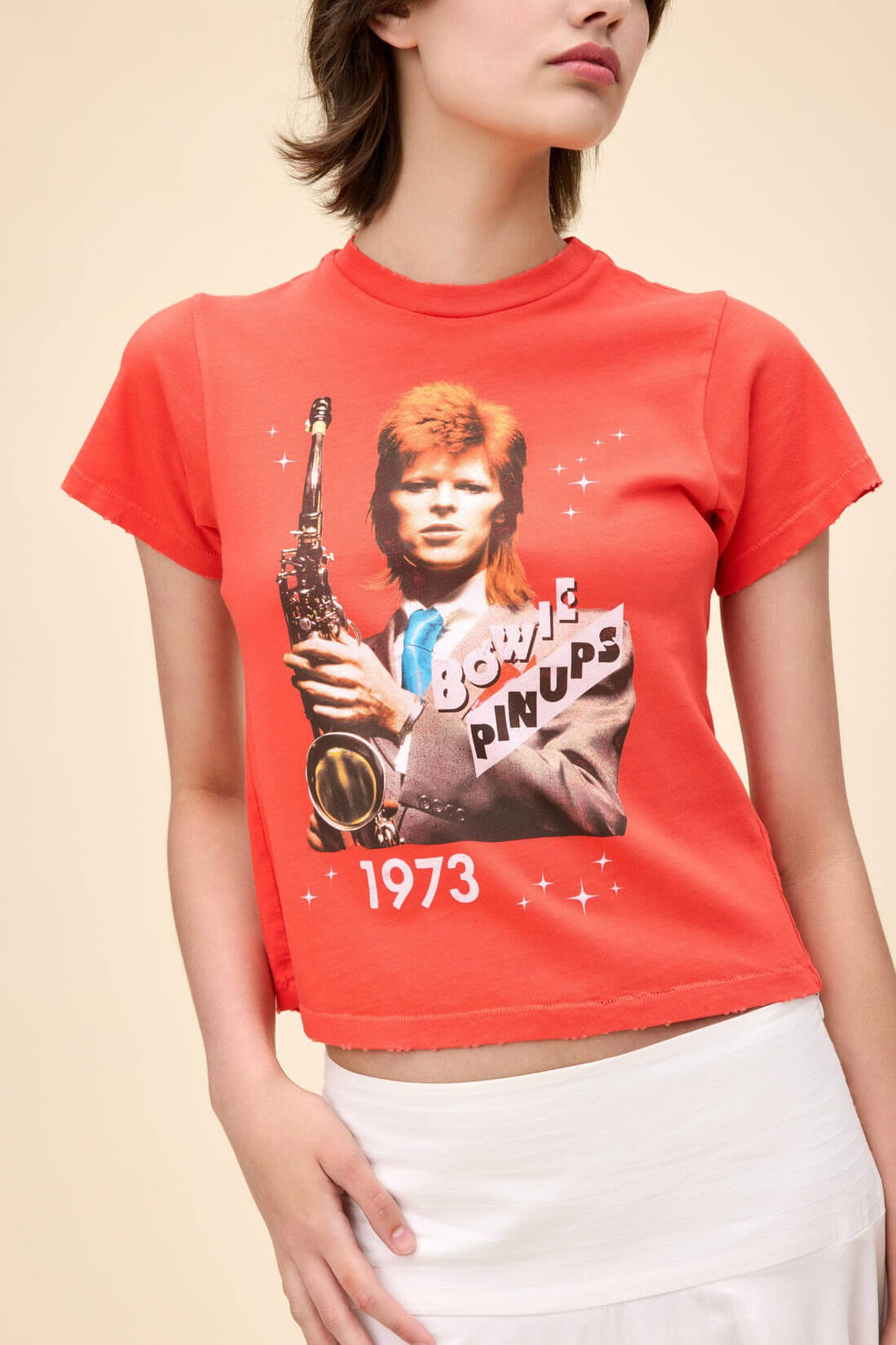 Daydreamer Tees David Bowie pinups tee in radiant watermelon