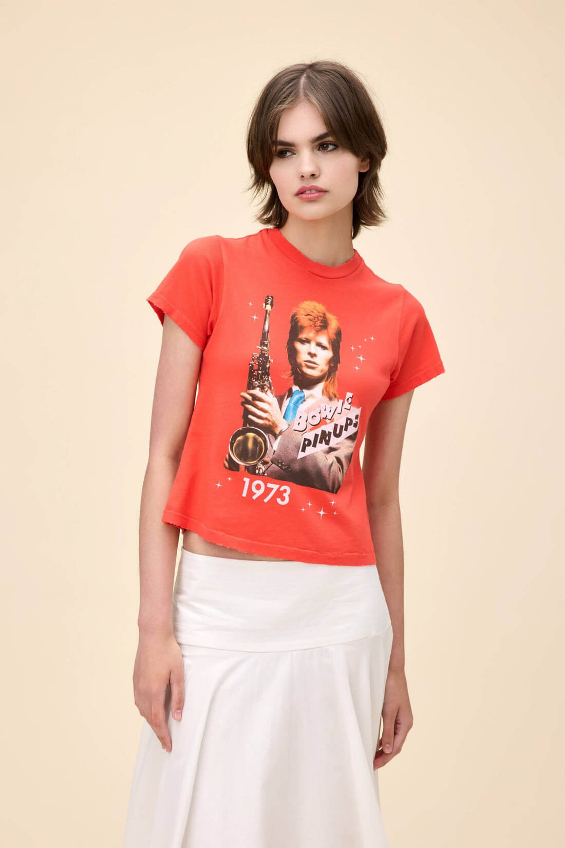 Daydreamer Tees David Bowie pinups tee in radiant watermelon