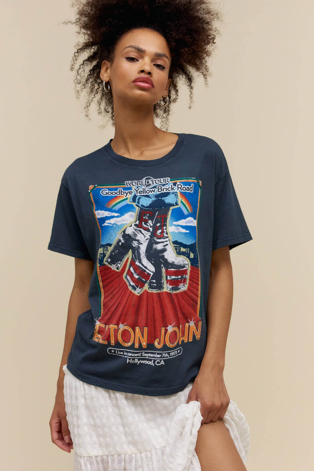 Daydreamter tees Elton John Hollywood boots boyfrient tee in vintage black