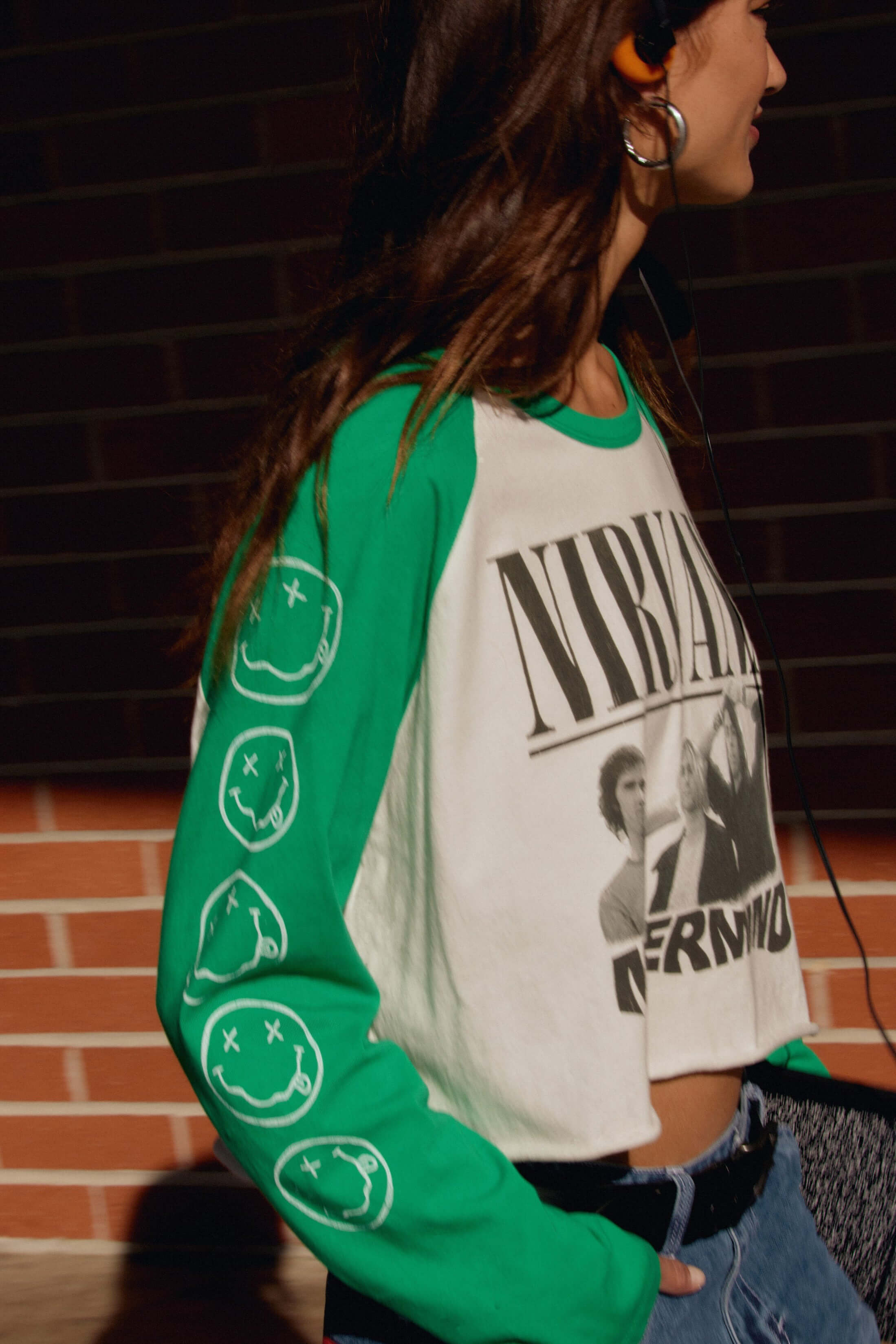 Daydreamer Nirvana nevermind crop long sleeve tee