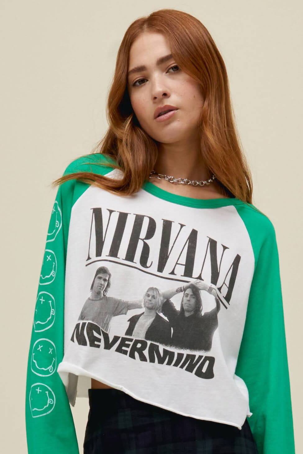 Daydreamer Nirvana nevermind crop long sleeve tee