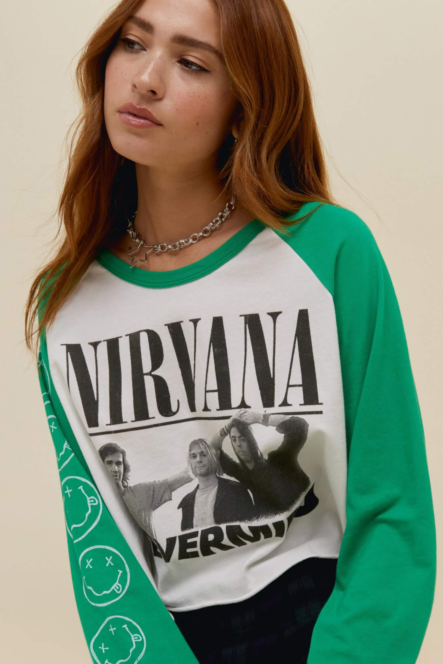 Daydreamer Nirvana nevermind crop long sleeve tee