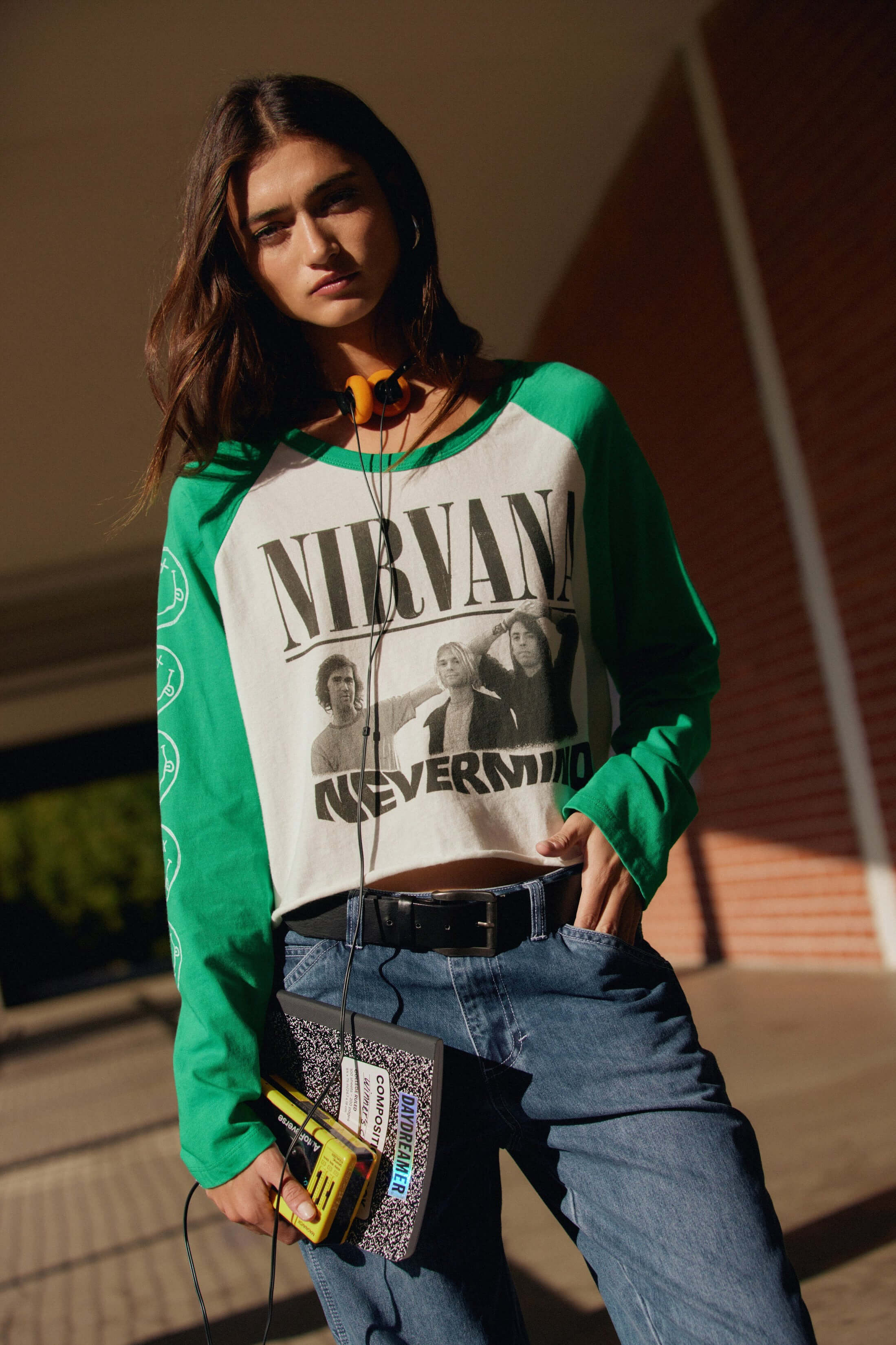 Daydreamer Nirvana nevermind crop long sleeve tee