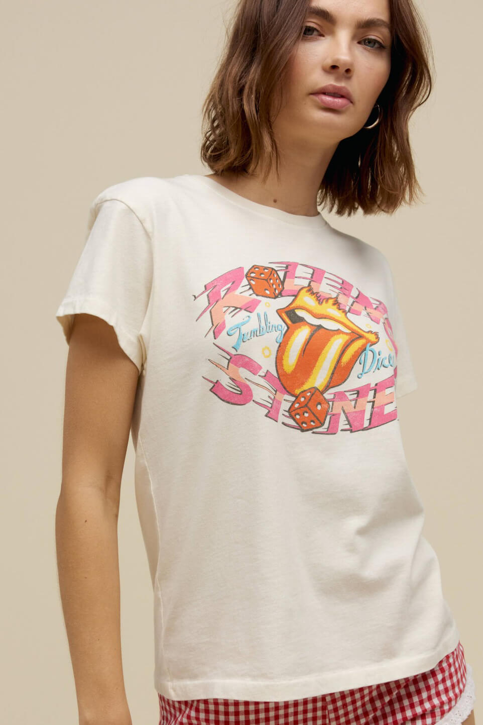 Daydreamer tees Rolling Stones tumbling dice tour tee in vintage stone