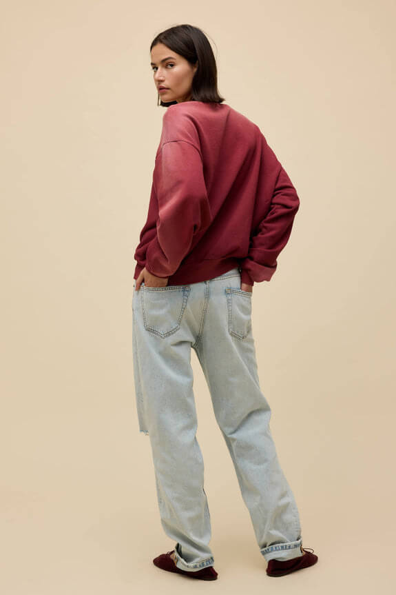 Daydreamer Solid Crew sweatshirt in sunfaded merlot