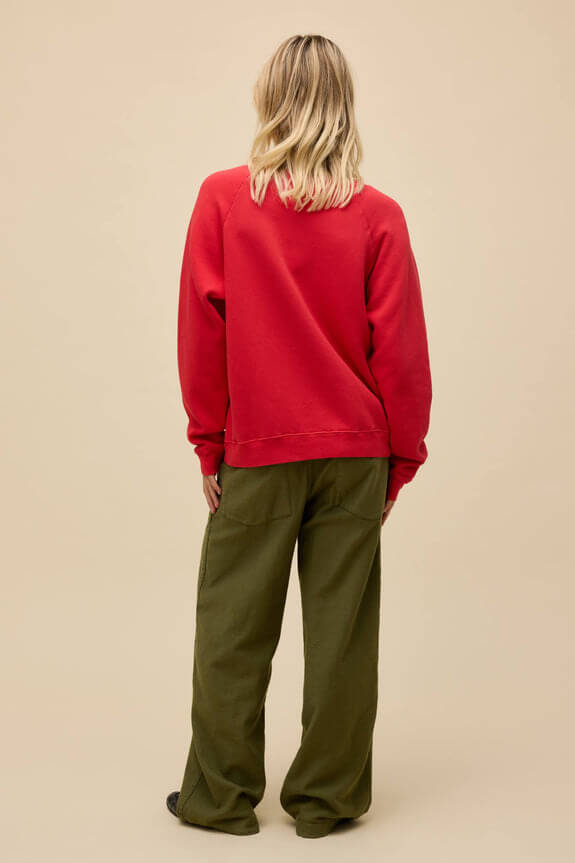 Daydreamer Solid Raglan Sweatshirt in fire red