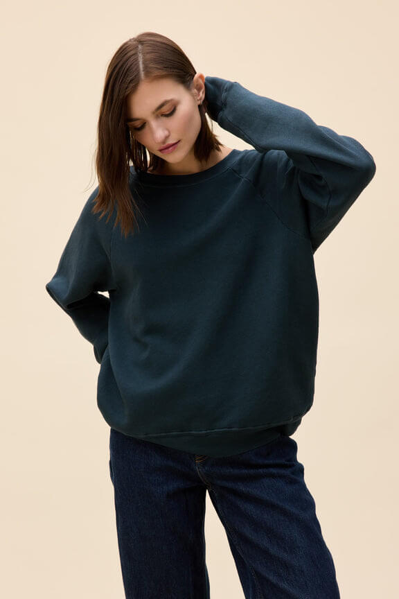 Daydreamer Solid Raglan Sweatshirt in vintage black