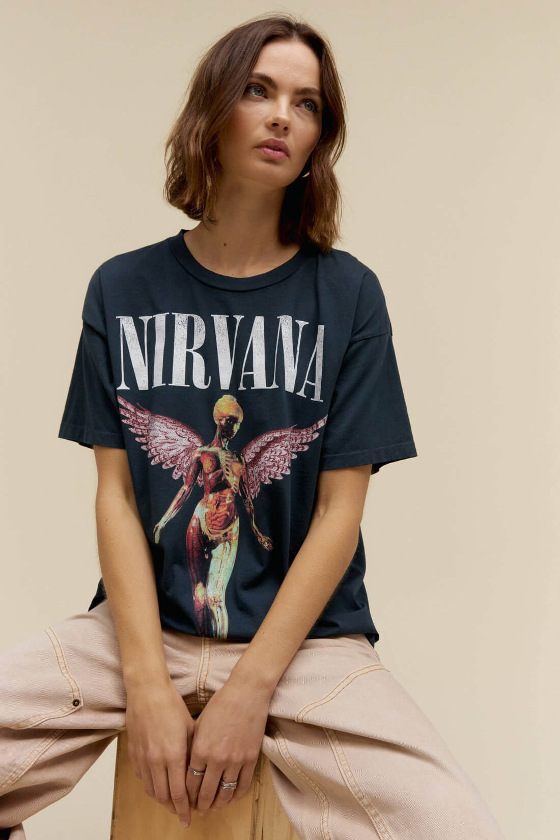 Daydreamer Nirvana In Utero Cover Tour Tee in vintage black