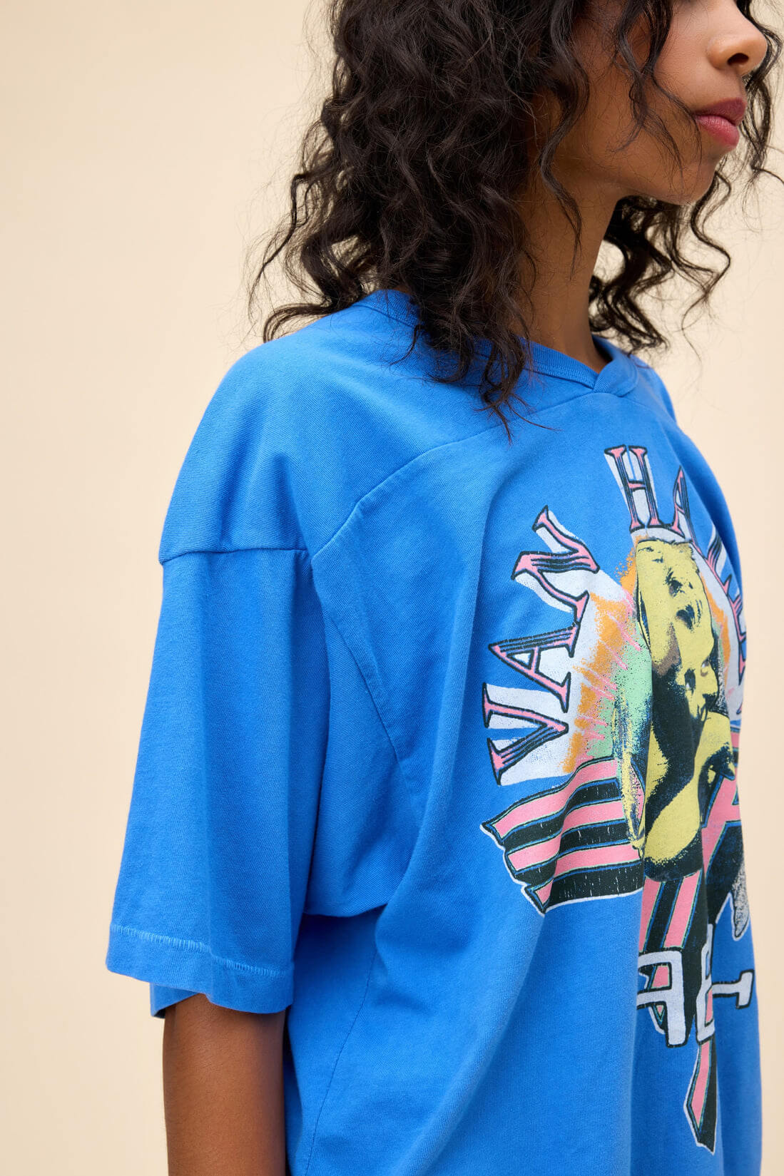 Daydreamer Tees Van Halen Oversized Jersey in washed cobalt