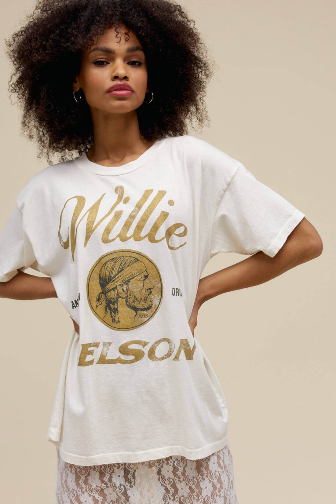 Daydreamer Willie Nelson American OG tee in vintage white