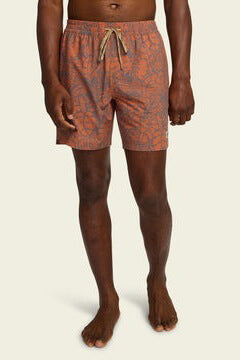 Howler Bros deep set boardshorts in leafy lithographs adobe