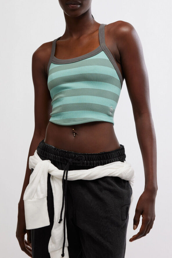 Free People all clear striped cami in sage combo