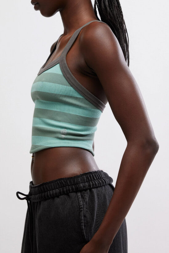 Free People all clear striped cami in sage combo