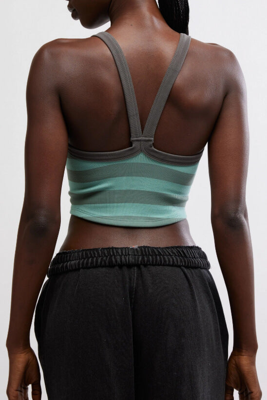 Free People all clear striped cami in sage combo