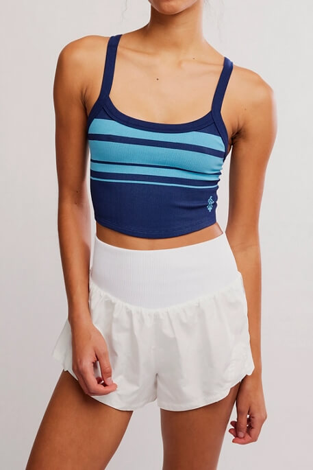 Free People All Clear Striped Cami in midnight navy combo