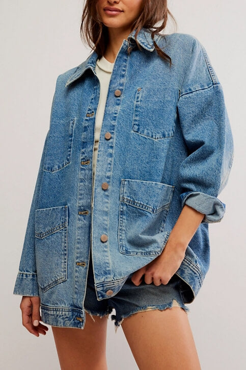 Free People Avery Denim Jacket in got the blues