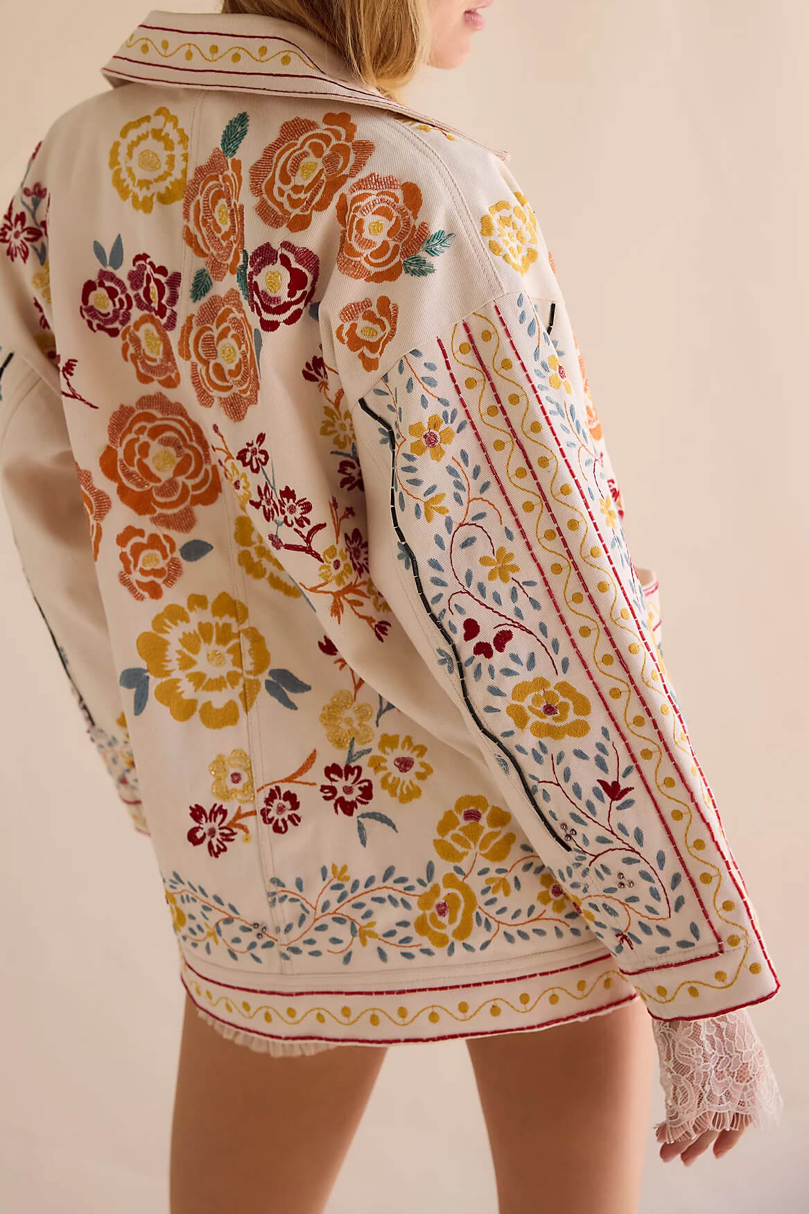 Free People Avery Embellished Jacket in pearled ivory