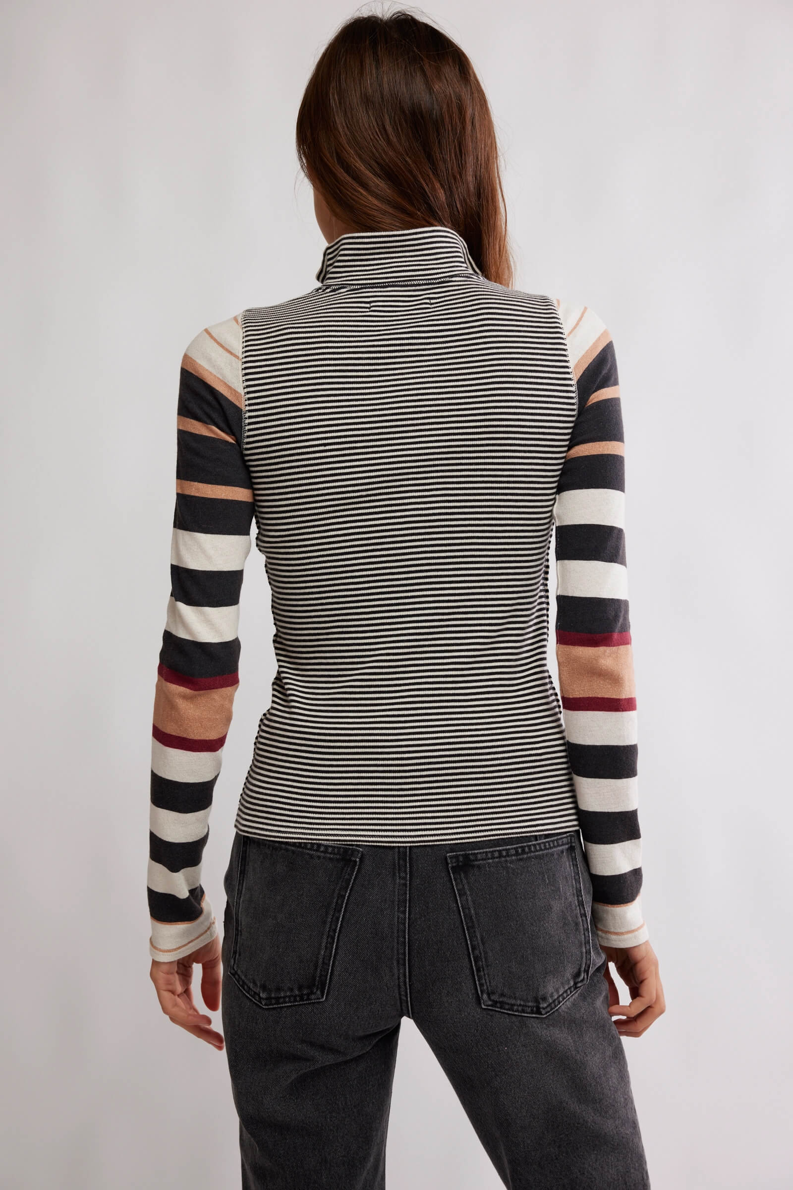 Free People Avery Zip Up in black combo